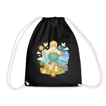 Schöpfungsgeschichte Kinder Design Gott & Tiere - Turnbeutel - Schwarz - Vorne