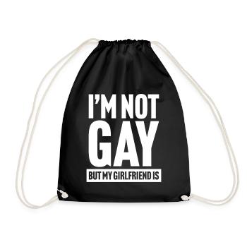 I'm not gay but my girlfriend is - Drawstring Bag - black - Front