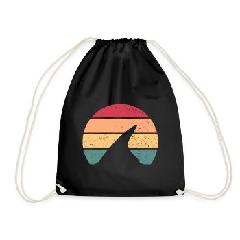 Haifischflosse Retro Sonnenuntergang Vintage Haifi - Turnbeutel - Schwarz - Vorne