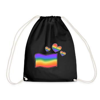 lgbt flagge herzen regenbogen herzen liebe - Turnbeutel - Schwarz - Vorne