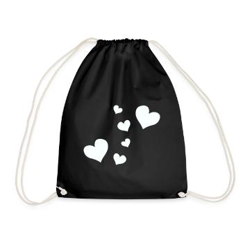 hearts pattern heart symbols - Drawstring Bag - black - Front