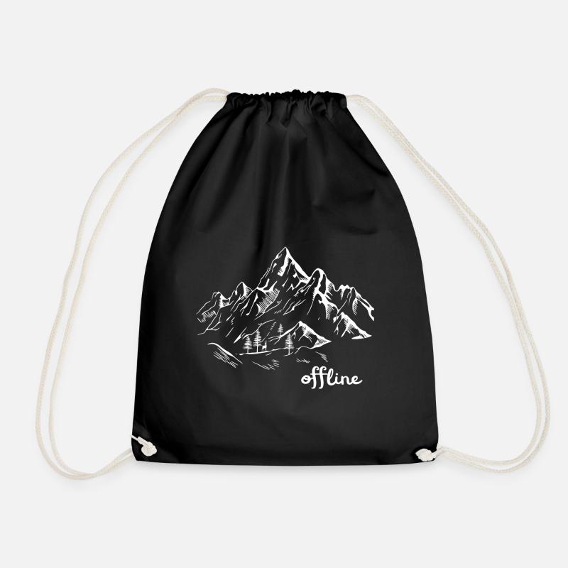 offline mountain landscape hike - Drawstring Bag - black