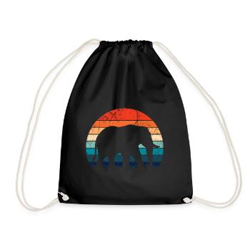 Elephant - big game, tusk, ivory sunset - Drawstring Bag - black - Front