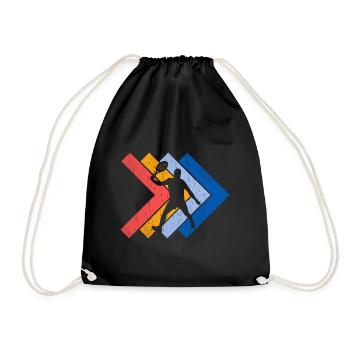 Retro Padel Player Motif with Padel Player - Drawstring Bag - black - Front