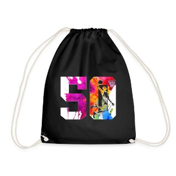 50TH BIRTHDAY BASKETBALL NUMBER 50 - Drawstring Bag - black - Front