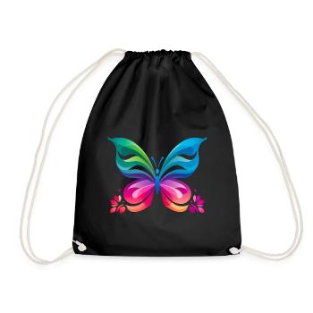 Rainbow Butterfly - Drawstring Bag - black - Front