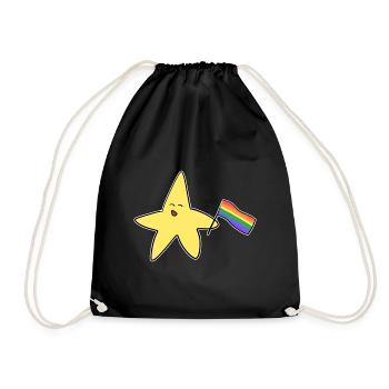 lgbt flag star symbol love - Drawstring Bag - black - Front