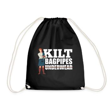 Kilt Dudelsack Unterwäsche Schottische Checkliste - Turnbeutel - Schwarz - Vorne