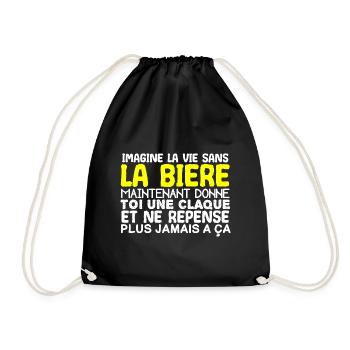 imagine la vie sans la bière, humour, alcool !! - Sac de sport léger - noir - Devant