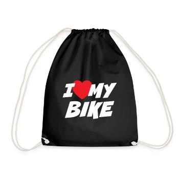 I Love my Bike - Drawstring Bag - black - Front