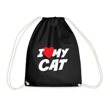 Ich liebe meine Katze - Turnbeutel - Schwarz - Vorne