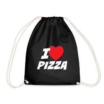 Ich liebe Pizza - Turnbeutel - Schwarz - Vorne