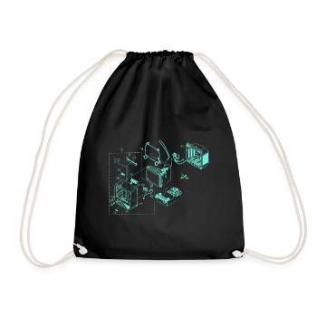 Retro TV technique croquis old school cadeau - Sac de sport léger - noir - Devant