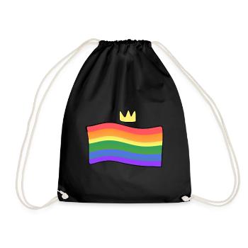lgbt flagge regenbogen krone liebe - Turnbeutel - Schwarz - Vorne