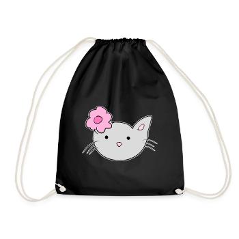 tête de chat fleur animal de compagnie symbole - Sac de sport léger - noir - Devant