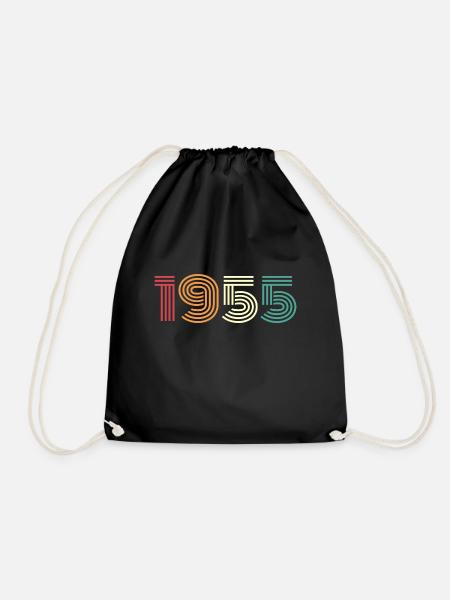 70th Birthday Original retro 1955 70 Year Old Gift - Drawstring Bag - black