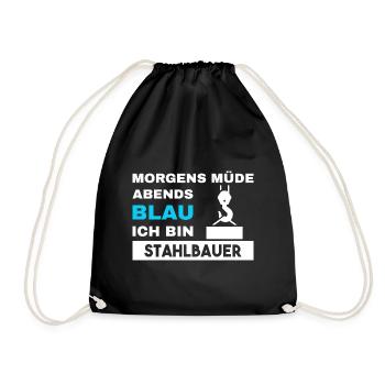Morgens Müde Abends Blau Stahlbauer - Turnbeutel - Schwarz - Vorne