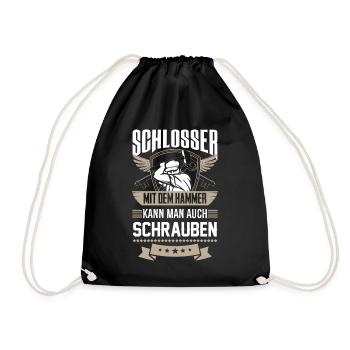 Schlosser - mit dem Hammer kann man auch schrauben - Turnbeutel - Schwarz - Vorne