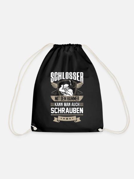 Schlosser - mit dem Hammer kann man auch schrauben - Turnbeutel - Schwarz