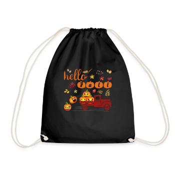 Bonjour Automne Funny shirt citrouille automne Halloween - Sac de sport léger - noir - Devant