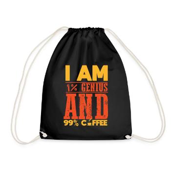 Coffee Caffeine Genius Joke Funny Gift Shirt - Drawstring Bag - black - Front