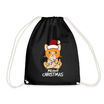 Weihnachten Katze Bengalkatze Siamkatze Geschenk - Turnbeutel - Schwarz - Vorne