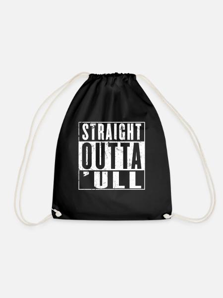 Straight Outta Hull ('ull) Funny Kingston Upon - Drawstring Bag - black