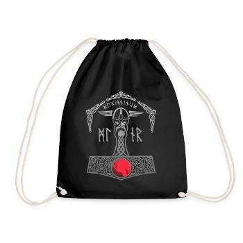 Thor Hammer Mjölnir Walhalla Vikings Men Thors - Drawstring Bag - black - Front