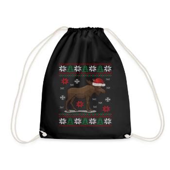 Joyeux Christmoose Noël orignal cerf - Sac de sport léger - noir - Devant
