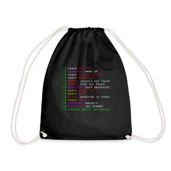 Programmer coffee daily rhythm funny gift - Drawstring Bag - black - Front