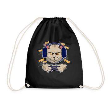 Cadeau de geek de jeu vidéo de jeu de chat de coureur - Sac de sport léger - noir - Devant
