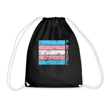 Gay Pride LGBT Transgender Distressed Stripe - Drawstring Bag - black - Front