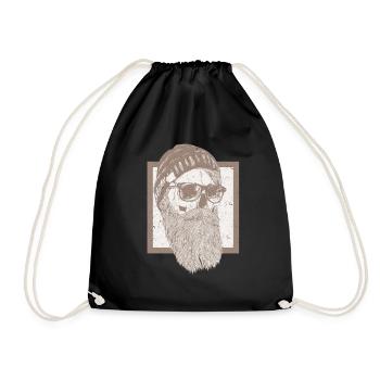 Bart - Beard, Totenkopf - Turnbeutel - Schwarz - Vorne
