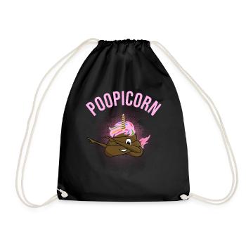 Unicorn Poopicorn Feces Pile Funny Geek Gift - Drawstring Bag - black - Front