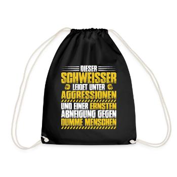 Welder welding welding shop gift - Drawstring Bag - black - Front