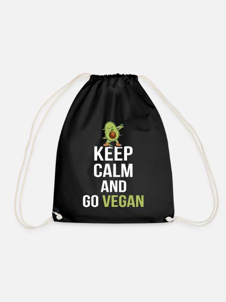 Keep Calm go Vegan Geek Veganer Veganerin Geschenk - Turnbeutel - Schwarz