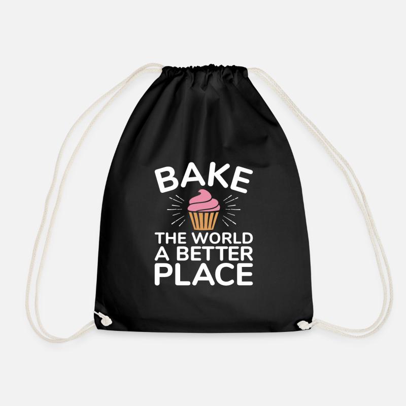 Baking, Baker, Love to Bake Cute Gift Design - Drawstring Bag - black
