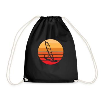Windsurfing Retro Sunset - Drawstring Bag - black - Front