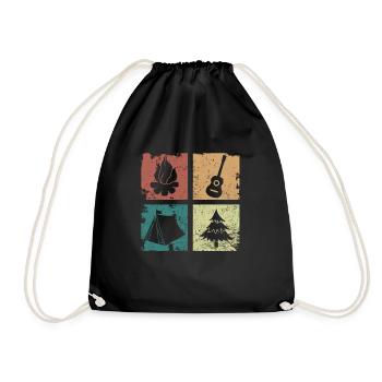 Tente de camping feu de camp guitare forêt cadeau - Sac de sport léger - noir - Devant