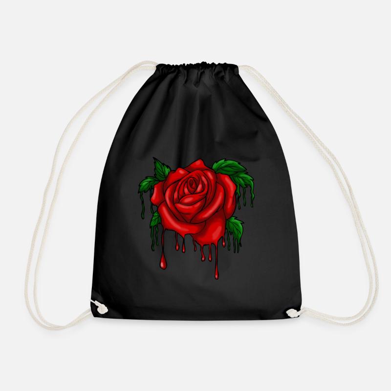 Melting red rose gift - Drawstring Bag - black
