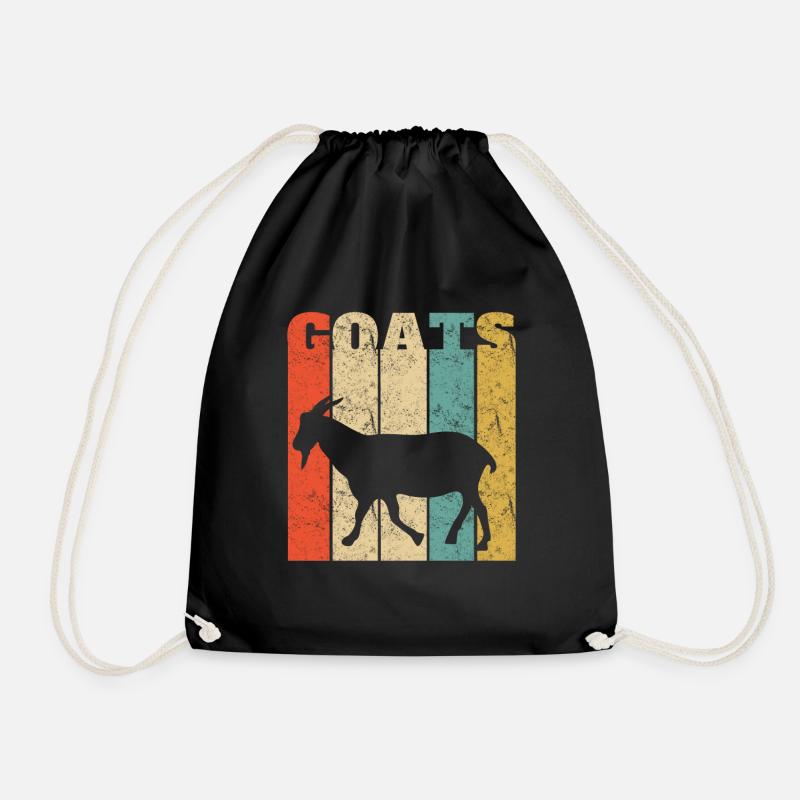 Retro Goat Silhouette - Drawstring Bag - black