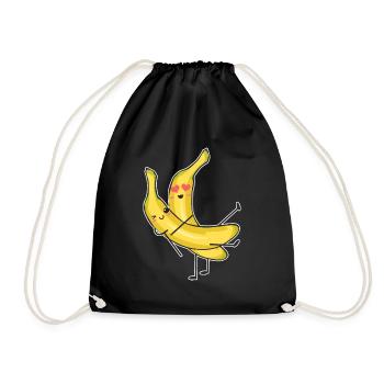 Banana Comic Chibi Manga Anime Vegan Gift - Drawstring Bag - black - Front