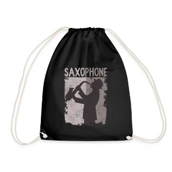 Retro Saxofonist Jazz Klassisch Musiker Geschenk - Turnbeutel - Schwarz - Vorne