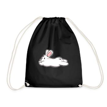 White Rabbit Rabbit Rabbit Comic Gift - Drawstring Bag - black - Front