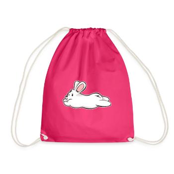 White Rabbit Rabbit Rabbit Comic Gift - Drawstring Bag - fuchsia - Front