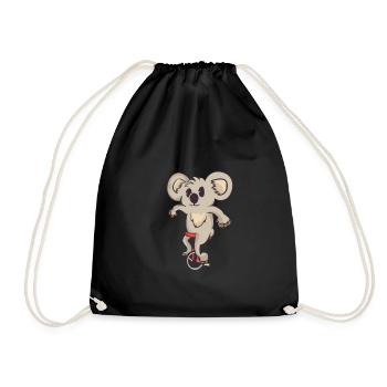 Unicycle koala bear zoo animals kids circus gift - Drawstring Bag - black - Front