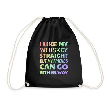 Gay Lesbian LGBTQ+ Support T Shirt Apparel - Drawstring Bag - black - Front