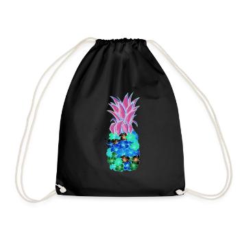 Pineapple flower holiday beach summer funny gift - Drawstring Bag - black - Front