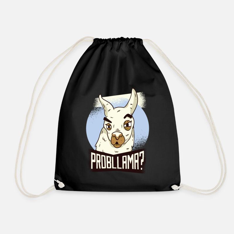 Lama Problem Lustig No Probllama Geschenk Geek Süß - Turnbeutel - Schwarz