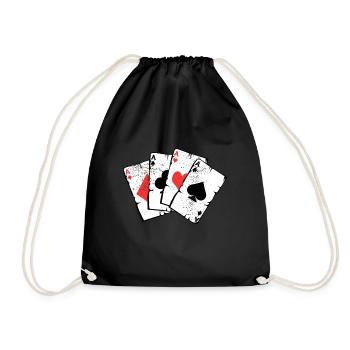 Poker Game Cards Player Bluff Trick Gift - Drawstring Bag - black - Front